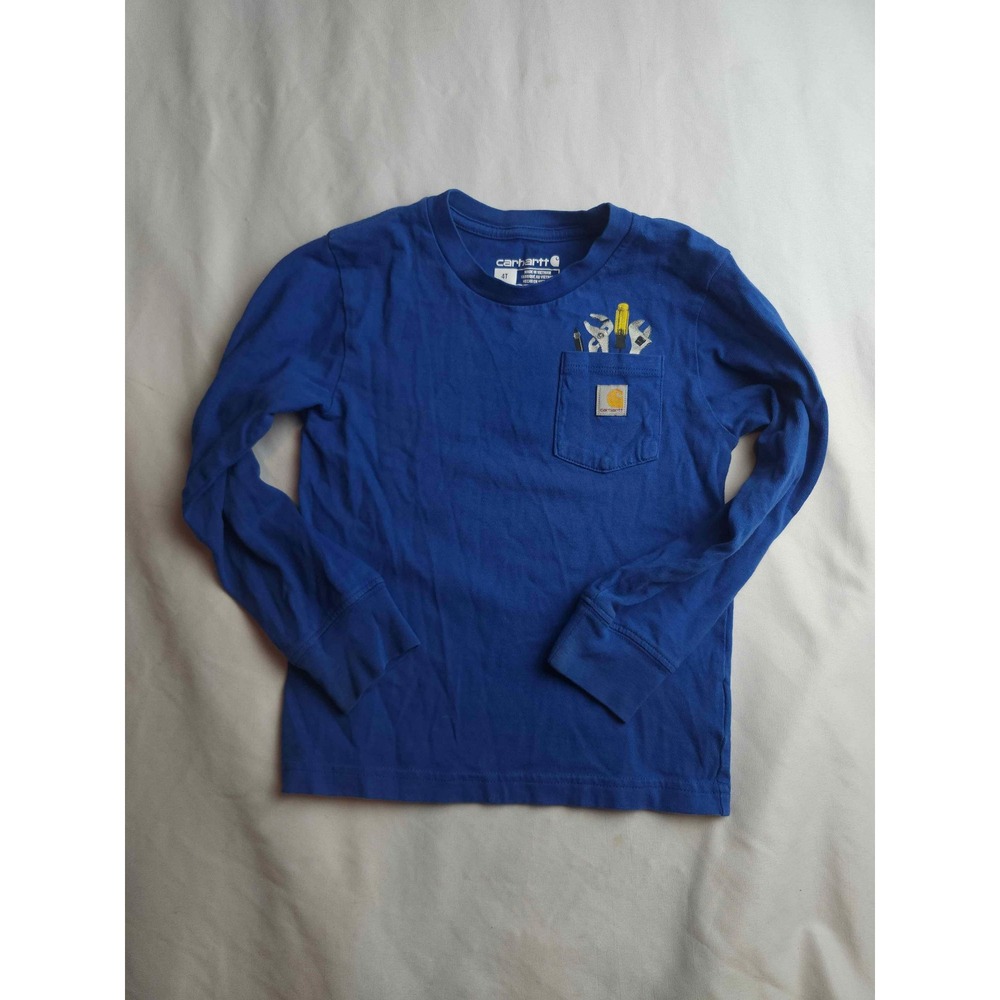 Carhartt Boys Royal Blue Long Sleeve‎ Tool Graphic Pocket T-Shirt Size 4T